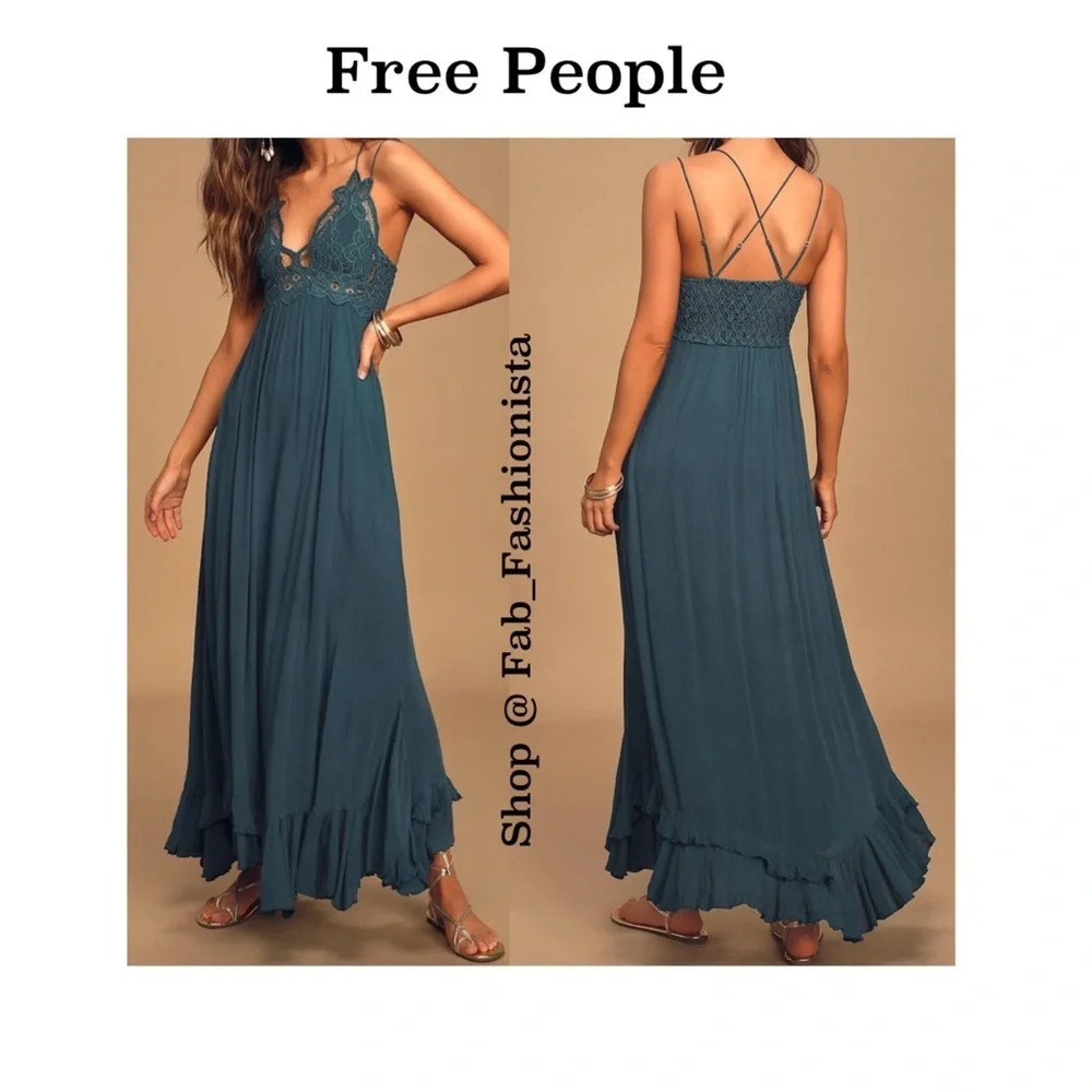 Free People Crochet Lace Maxi Dress size Medium